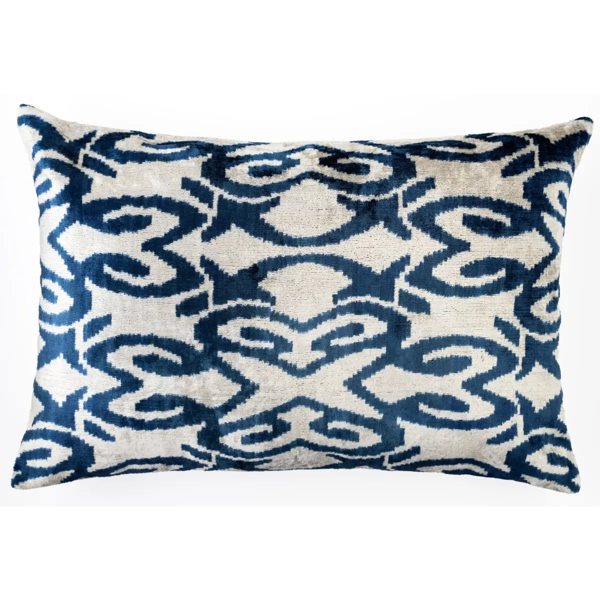 Canvello Luxurious 16x24 Handmade Velvet Silk Pillow with Premium Down Feather Insert - Blue Geometric - Canvello