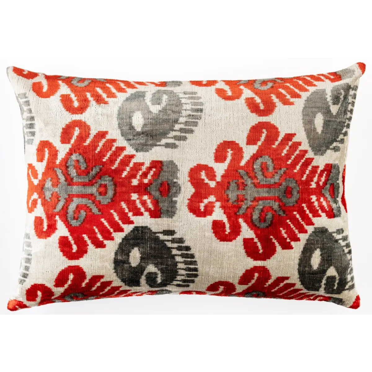Canvello Luxurious 16x24 Handmade Velvet Silk Pillow with Premium Down Feather Insert - Gray Orange Geometric - Canvello