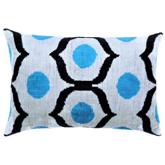 Canvello Luxury Blue Black White Handmade Throw Pillow - 16x24 - Canvello