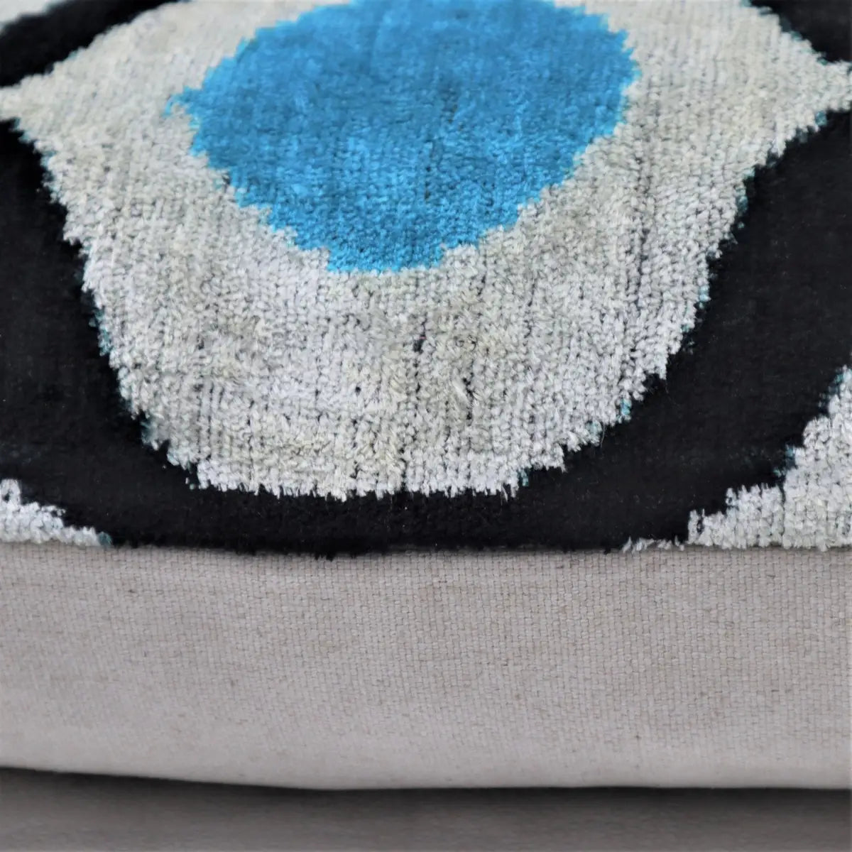 Canvello Luxury Blue Black White Handmade Throw Pillow - 16x24 - Canvello