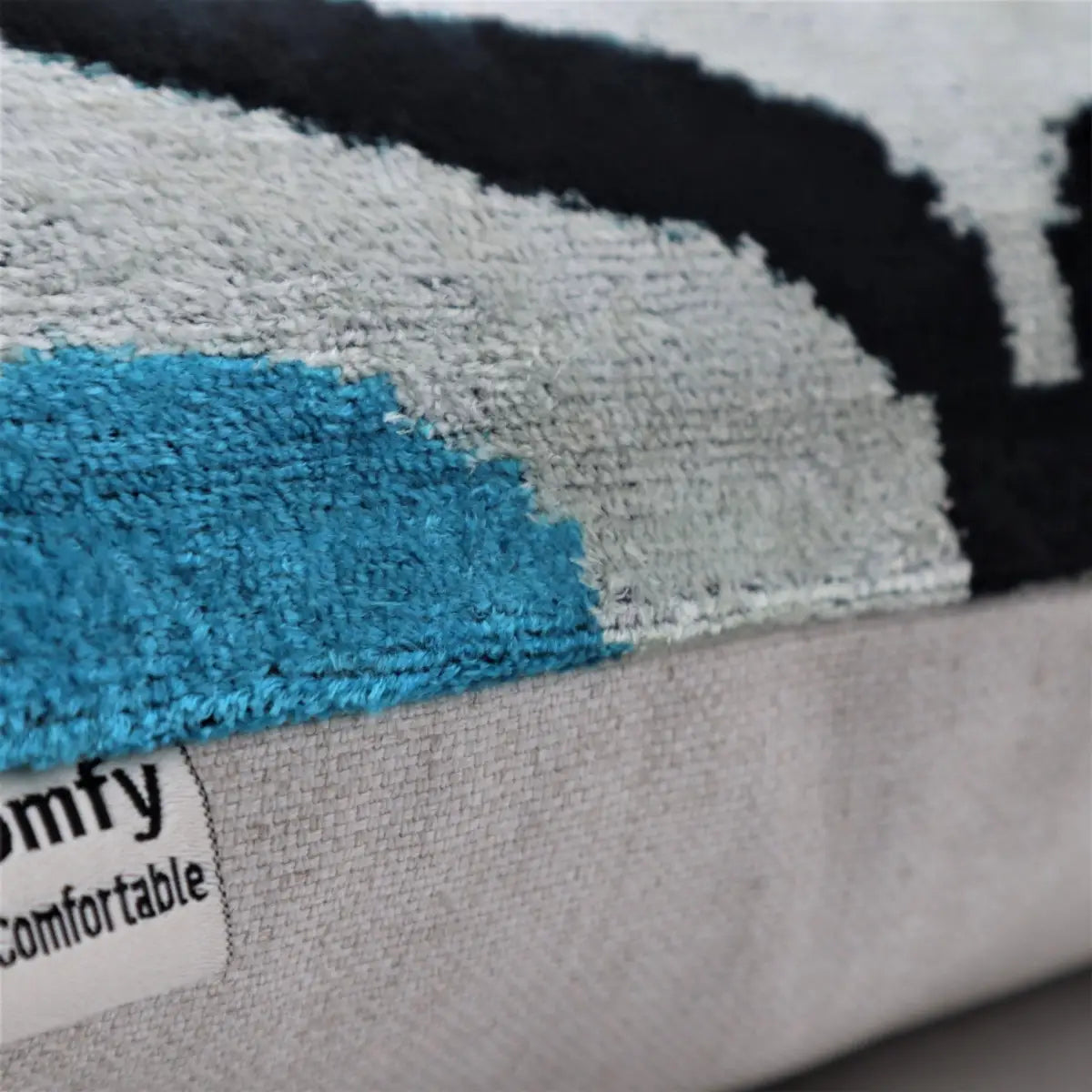 Canvello Luxury Blue Black White Handmade Throw Pillow - 16x24 - Canvello