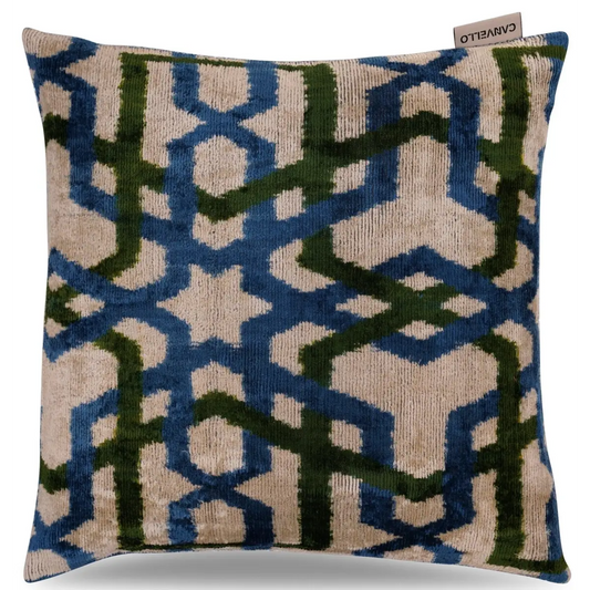 Canvello Luxury Blue Green Geometric Pillow for Couch - 16x16 inch - Canvello