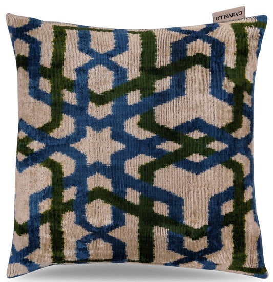 Coussin géométrique bleu vert de luxe Canvello pour canapé - 16 x 16 pouces