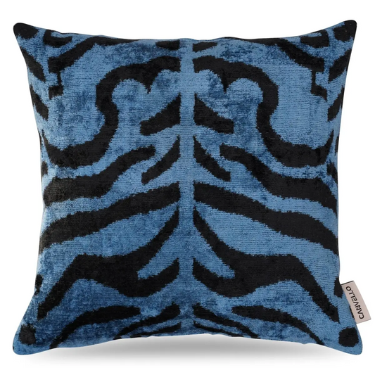 Canvello Luxury Blue Tiger Print Pillow for Couch - 16x16 inch - Canvello