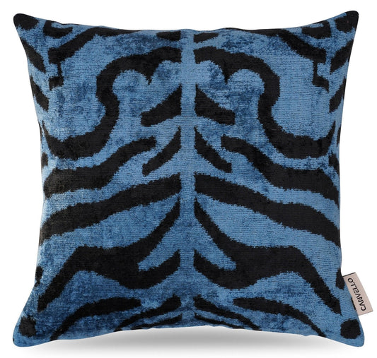 Coussin de canapé Canvello Luxury Blue Tiger Print - 16x16 pouces