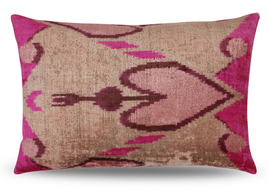 Canvello Luxury Decorative Earth Tones Pink Pillow With Down Insert- 16x24 in