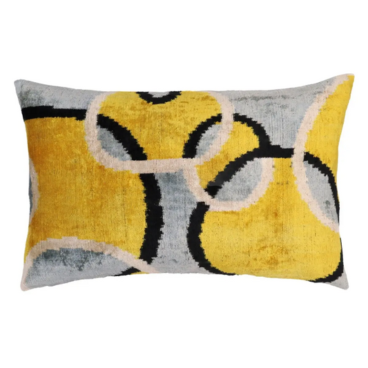 Canvello Luxury Decorative Yellow Gray Pillow With Down Insert- 16x24 - Canvello