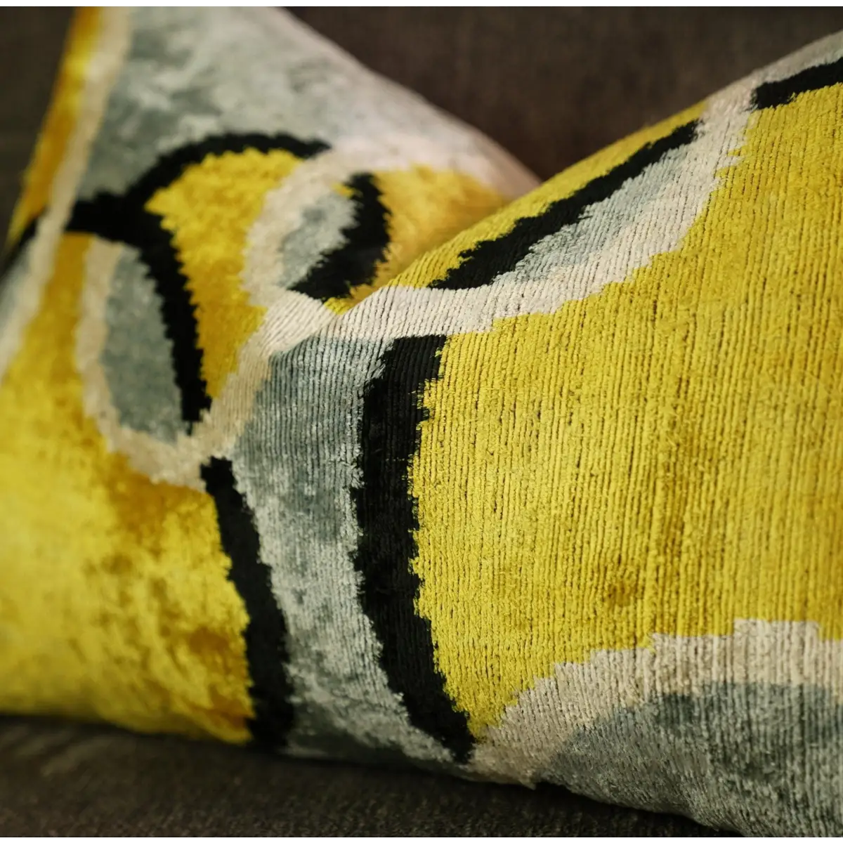 Canvello Luxury Decorative Yellow Gray Pillow With Down Insert- 16x24 - Canvello