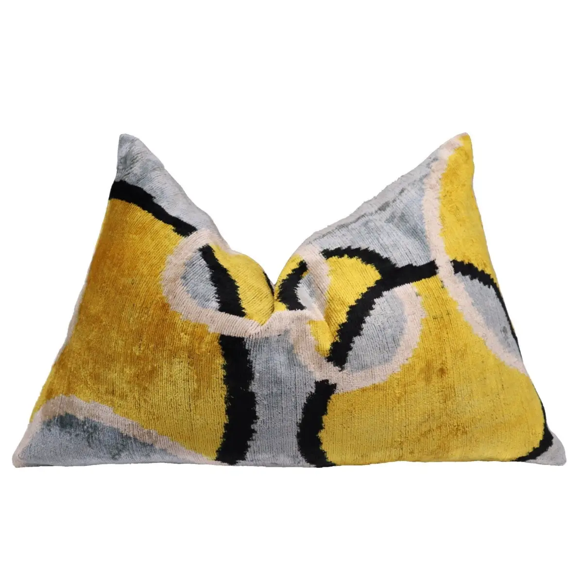 Canvello Luxury Decorative Yellow Gray Pillow With Down Insert- 16x24 - Canvello