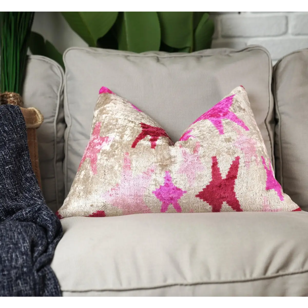 Canvello Luxury Fabric Hot Pink Throw Pillow with Down Insert - 16X24 - Canvello