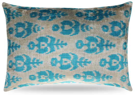 Canvello Luxury Floral Blue White Handmade Throw Pillow - 16x24 in