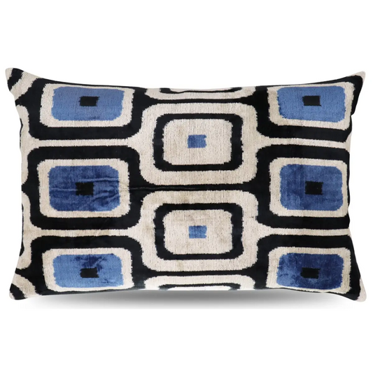 Canvello Luxury Geometric Blue Black Pillow for Couch | 16 x 24 in (40 x 60 cm) - Canvello