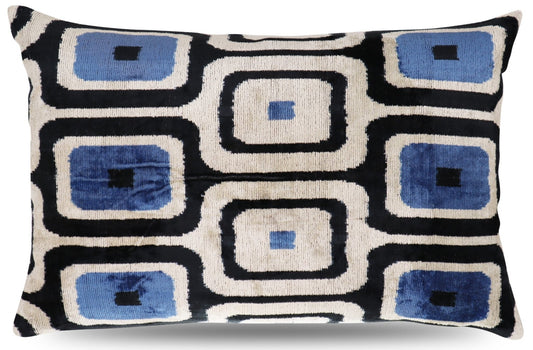 Canvello Luxury Geometric Blue Black Pillow for Couch | 16 x 24 in (40 x 60 cm)