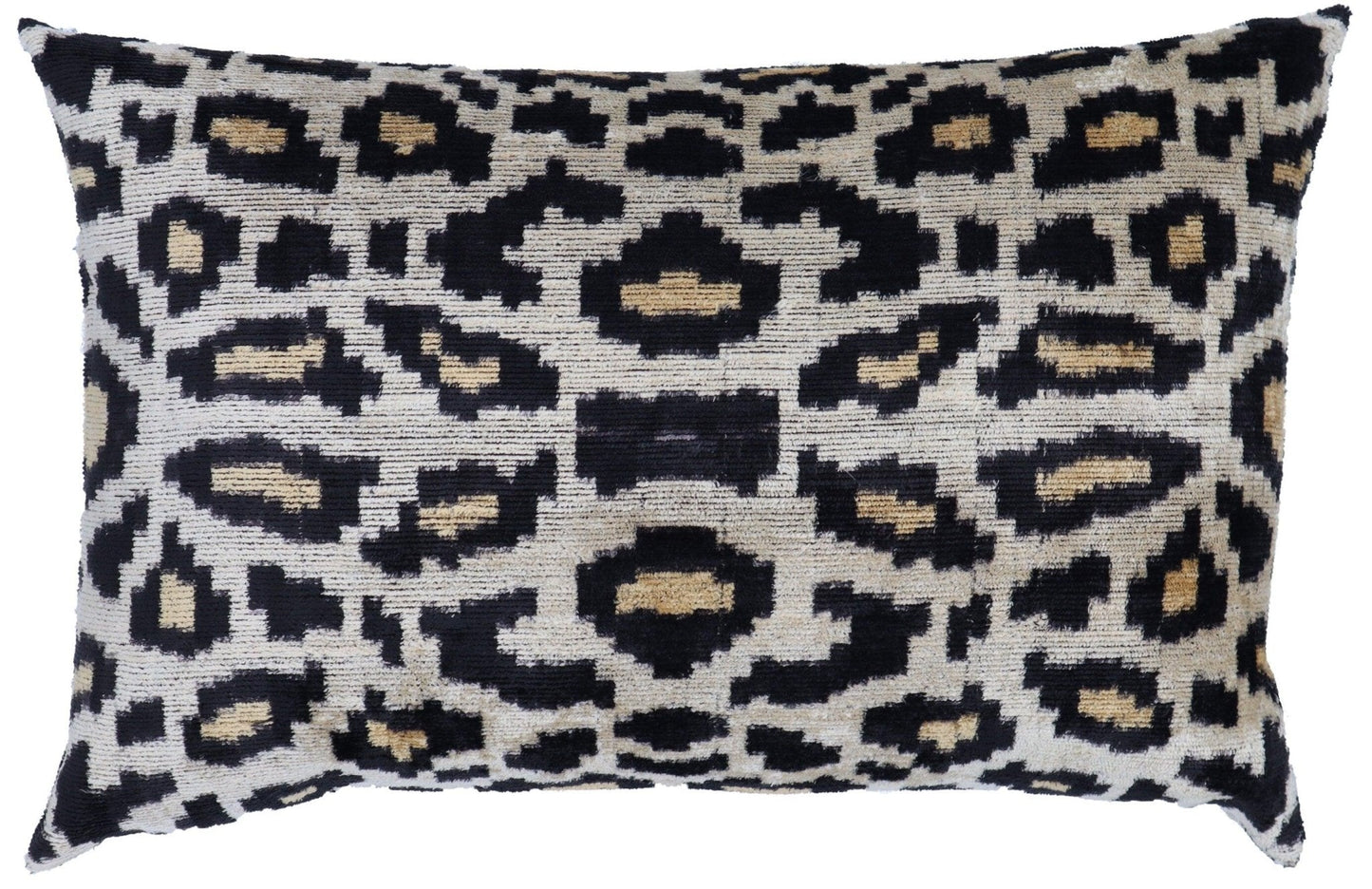 Coussin de luxe en velours de soie imprimé tigre noir et doré Canvello - 16 x 24 po