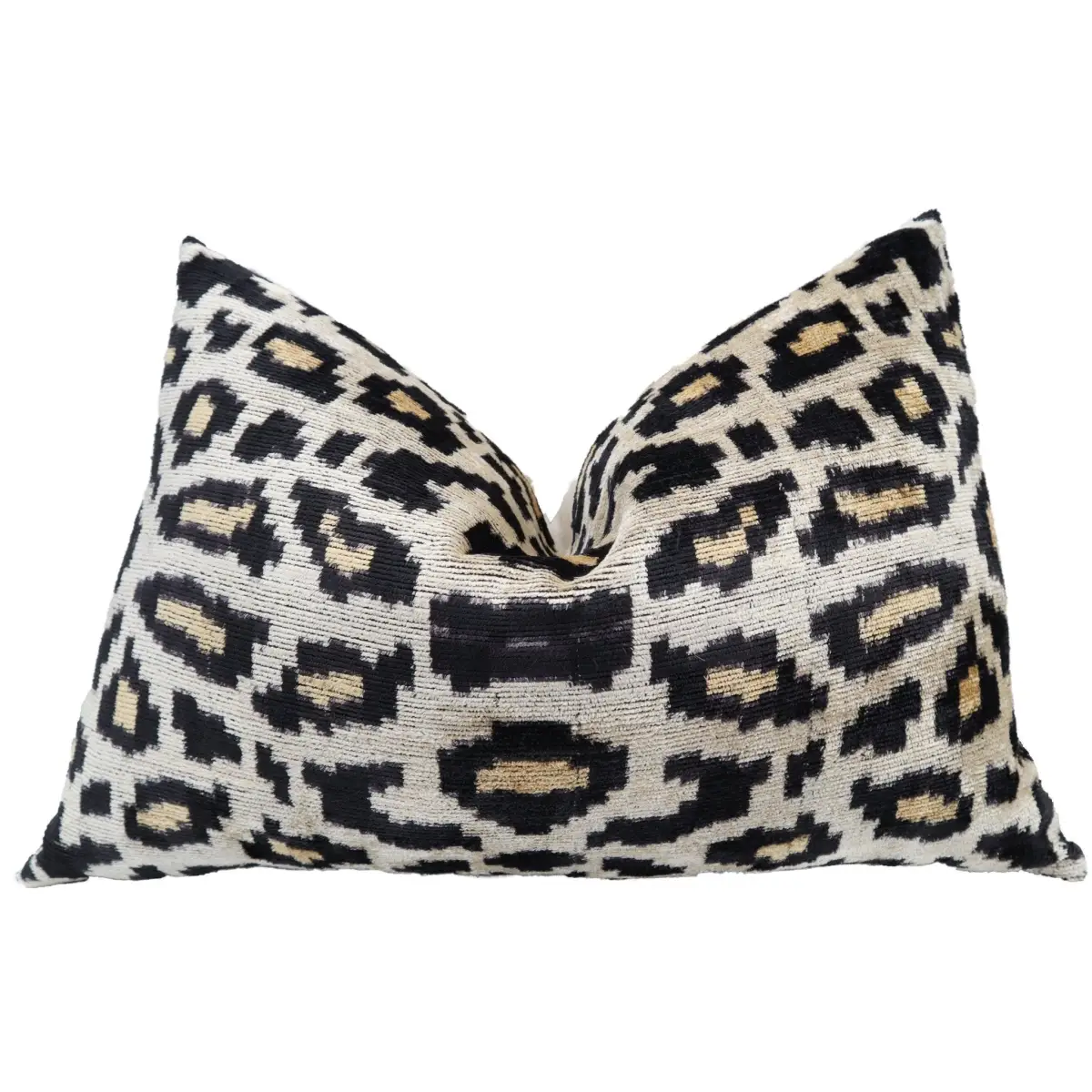 Canvello Luxury Tiger Print Black Gold Velvet Silk Pillow - 16X24 - Canvello