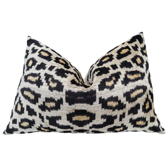 Canvello Luxury Tiger Print Black Gold Velvet Silk Pillow - 16X24 - Canvello