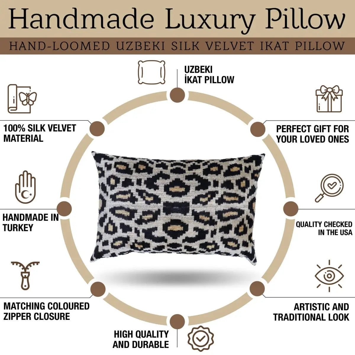 Canvello Luxury Tiger Print Black Gold Velvet Silk Pillow - 16X24 - Canvello