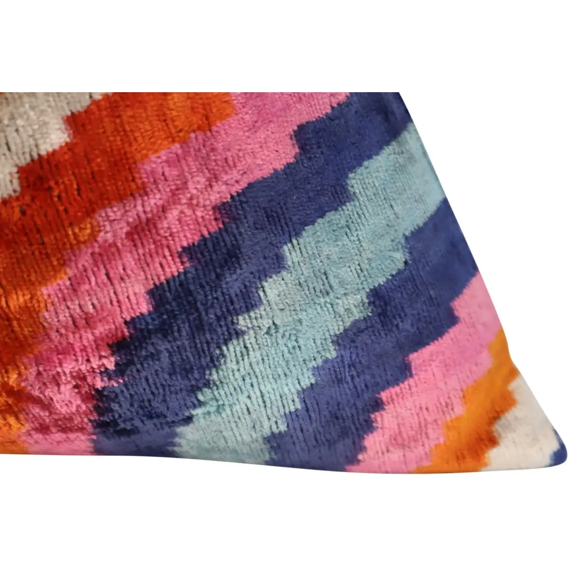 Canvello Multi Color Rainbow Handmade 16x24 Silk Velvet Pillow Organic Veg Dyed Down/Feather Filled - Canvello