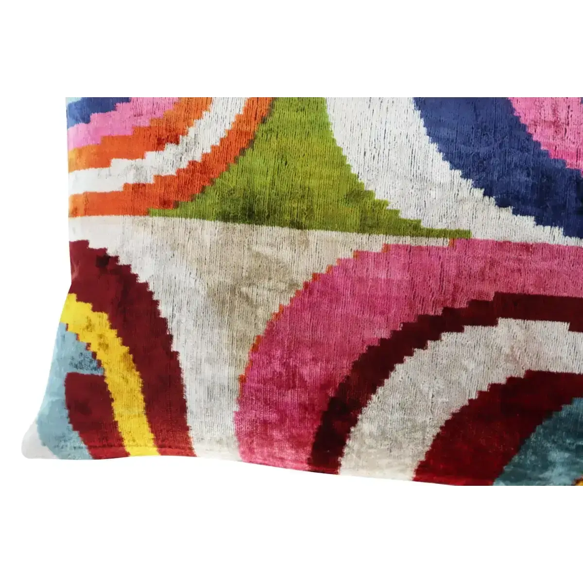 Canvello Multi Color Rainbow Handmade 16x24 Silk Velvet Pillow Organic Veg Dyed Down/Feather Filled - Canvello