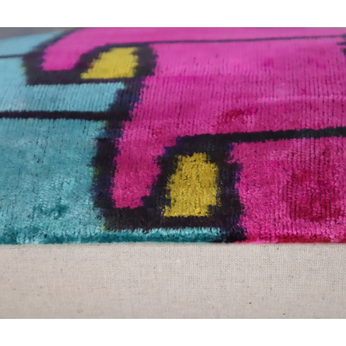 Canvello Multi Color Rainbow Handmade 16x24 Silk Velvet Pillow Organic Veg Dyed Down/Feather Filled - Canvello