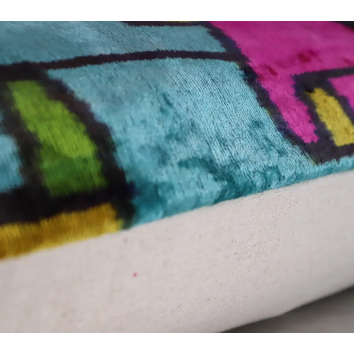 Canvello Multi Color Rainbow Handmade 16x24 Silk Velvet Pillow Organic Veg Dyed Down/Feather Filled - Canvello