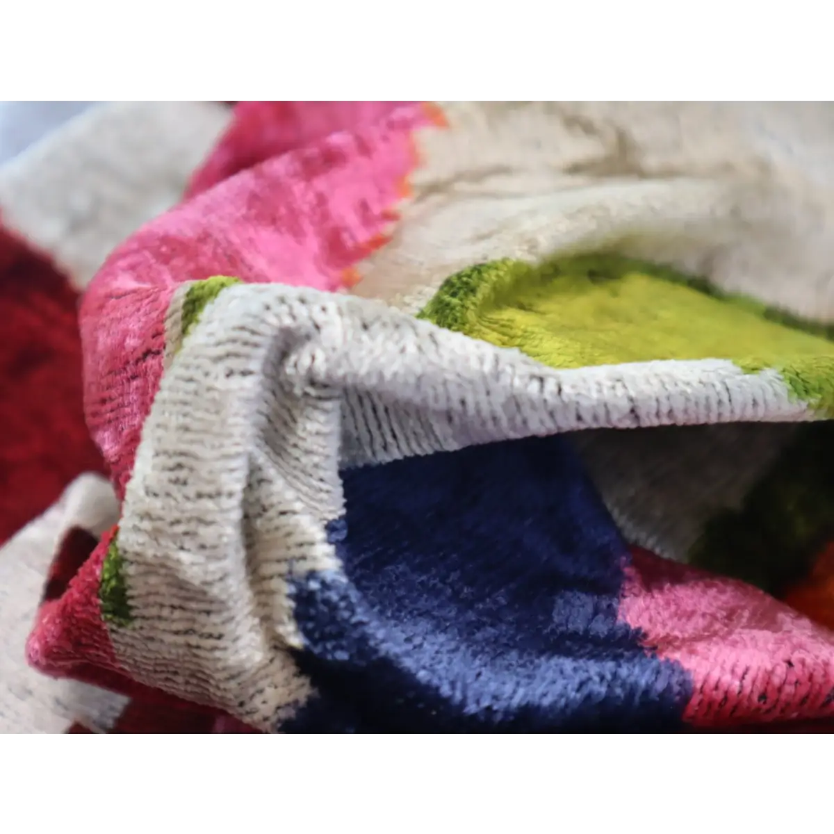 Canvello Multi Color Rainbow Handmade 16x24 Silk Velvet Pillow Organic Veg Dyed Down/Feather Filled - Canvello
