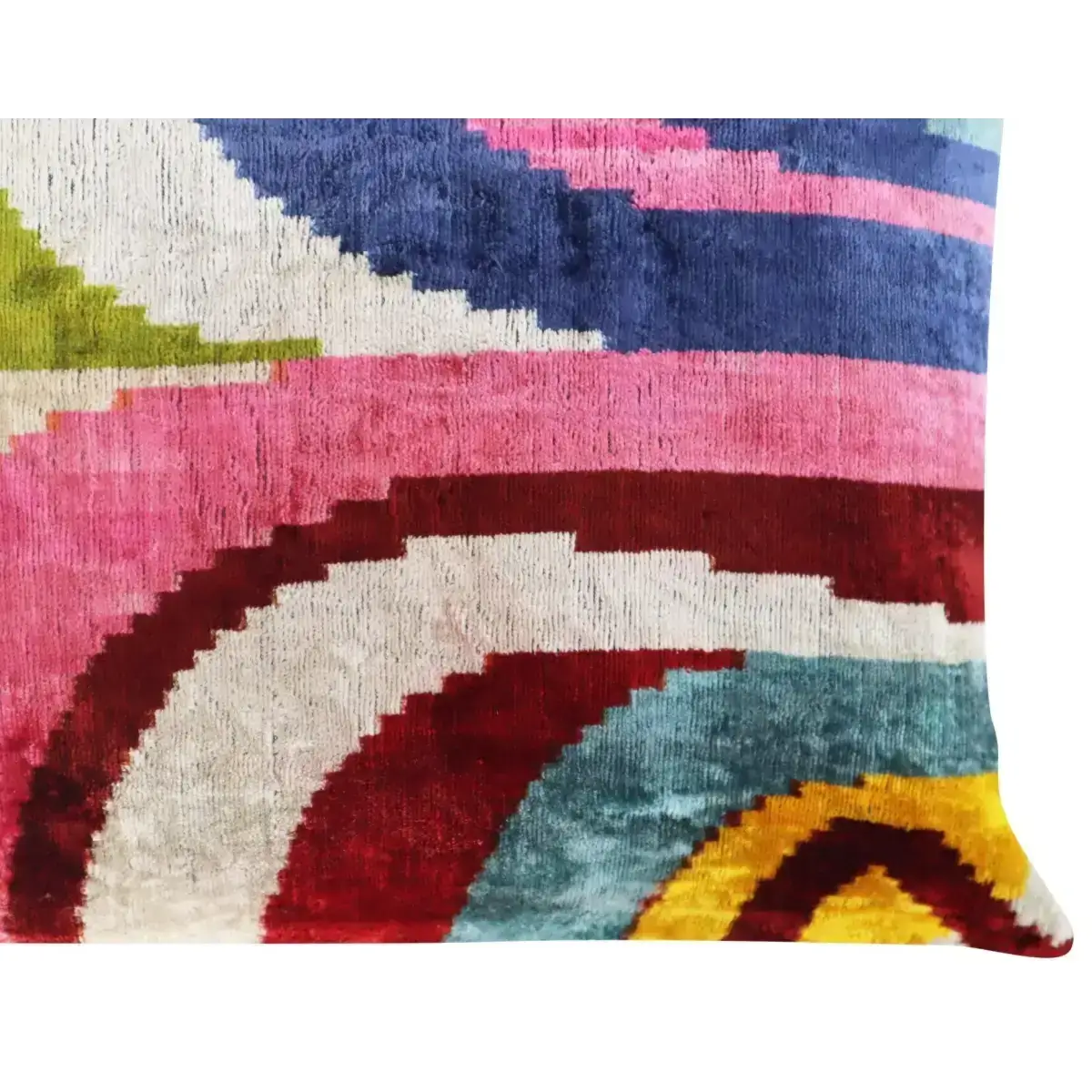 Canvello Multi Color Rainbow Handmade 16x24 Silk Velvet Pillow Organic Veg Dyed Down/Feather Filled - Canvello