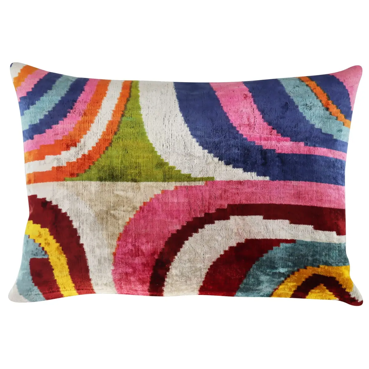Canvello Multi Color Rainbow Handmade 16x24 Silk Velvet Pillow Organic Veg Dyed Down/Feather Filled - Single-Sided