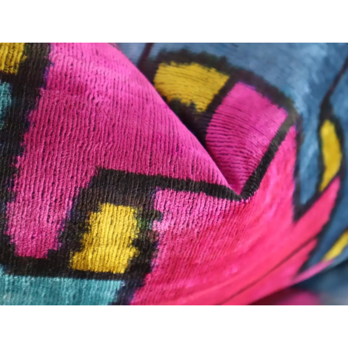Canvello Multi Color Rainbow Handmade 16x24 Silk Velvet Pillow Organic Veg Dyed Down/Feather Filled - Canvello