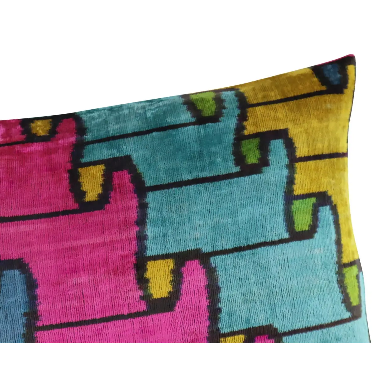 Canvello Multi Color Rainbow Handmade 16x24 Silk Velvet Pillow Organic Veg Dyed Down/Feather Filled - Canvello