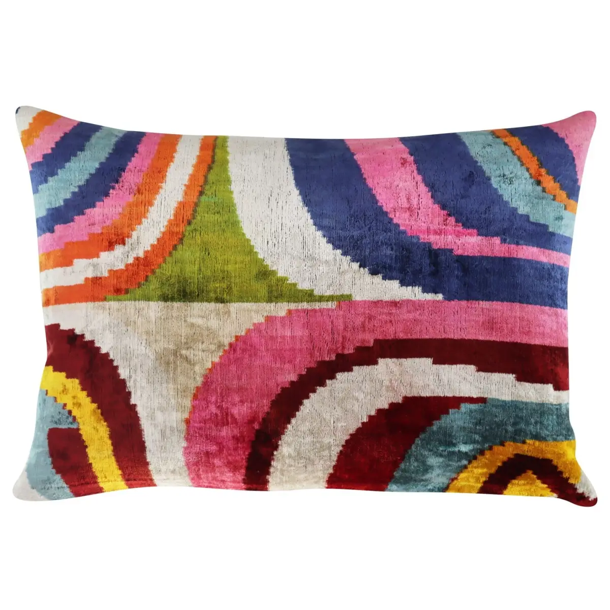 Canvello Multi Color Rainbow Handmade 16x24 Silk Velvet Pillow Organic Veg Dyed Down/Feather Filled - Canvello