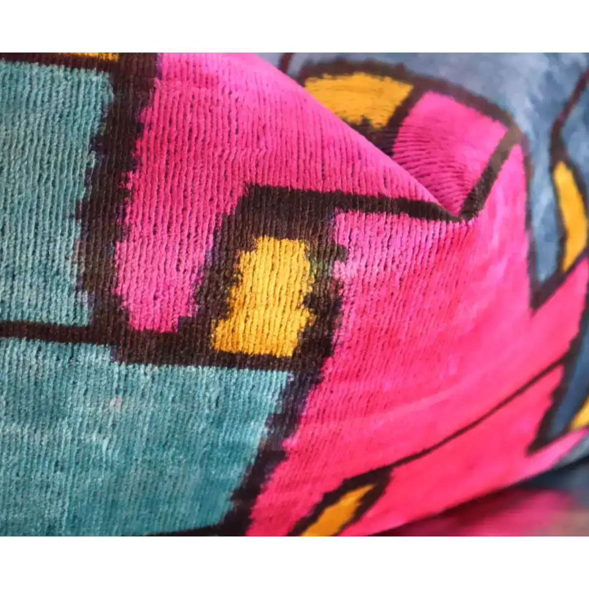 Canvello Multi Color Rainbow Handmade 16x24 Silk Velvet Pillow Organic Veg Dyed Down/Feather Filled - Canvello