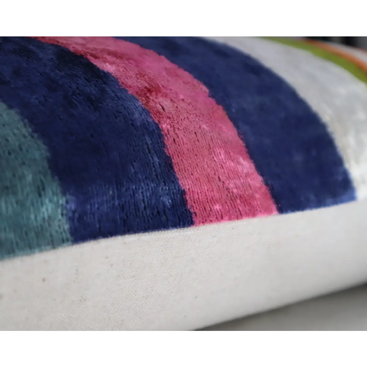 Canvello Multi Color Rainbow Handmade 16x24 Silk Velvet Pillow Organic Veg Dyed Down/Feather Filled - Canvello