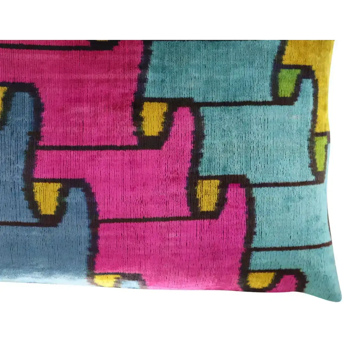 Canvello Multi Color Rainbow Handmade 16x24 Silk Velvet Pillow Organic Veg Dyed Down/Feather Filled - Canvello