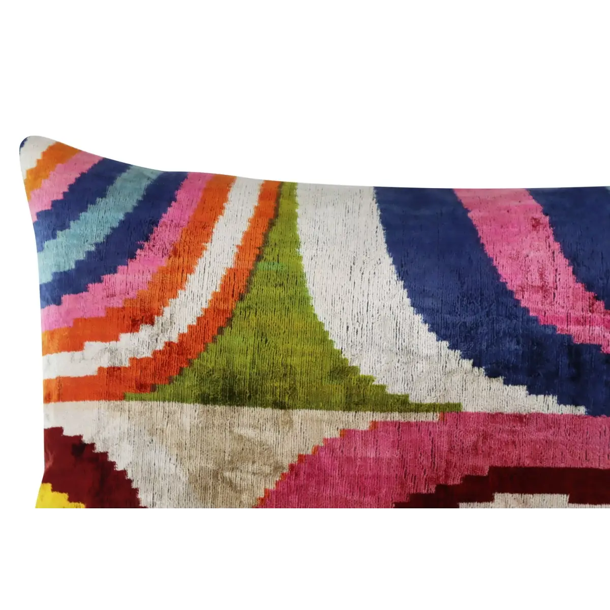 Canvello Multi Color Rainbow Handmade 16x24 Silk Velvet Pillow Organic Veg Dyed Down/Feather Filled - Canvello