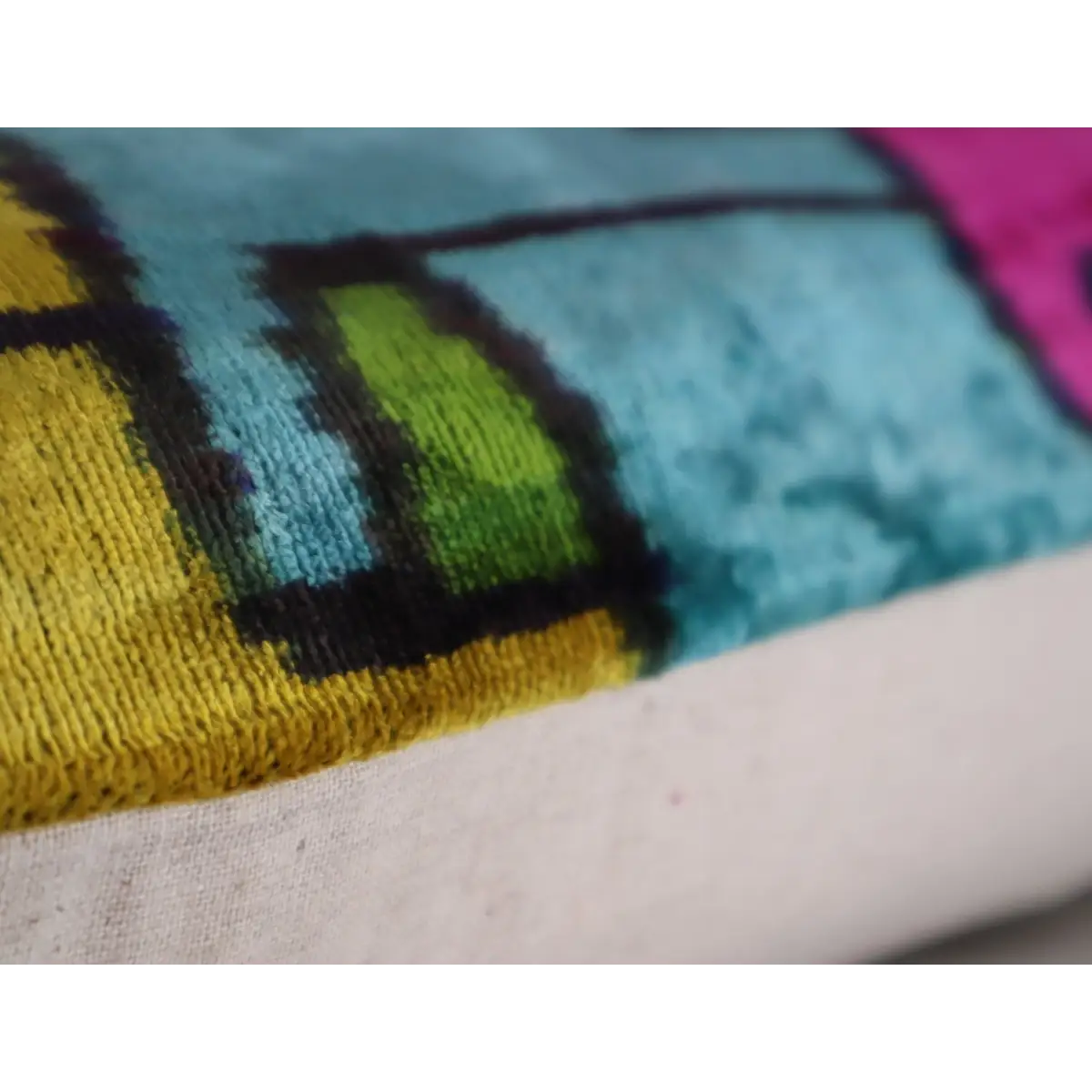 Canvello Multi Color Rainbow Handmade 16x24 Silk Velvet Pillow Organic Veg Dyed Down/Feather Filled - Canvello