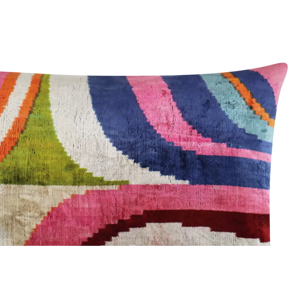 Canvello Multi Color Rainbow Handmade 16x24 Silk Velvet Pillow Organic Veg Dyed Down/Feather Filled - Canvello