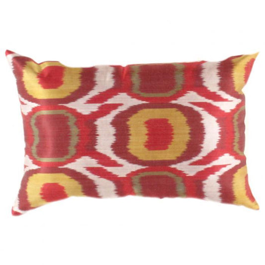 Coussin ikat en soie multicolore Canvello couleur rouille turque - 16'' X 24''