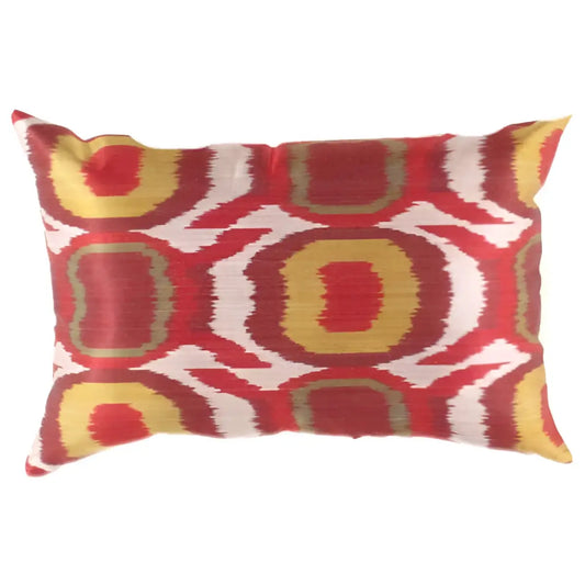 Canvello Multi Color Turkish Rust Silk ikat pillow - 16’’ X 24’’ - Red / 16’’ X 24’’ - Canvello