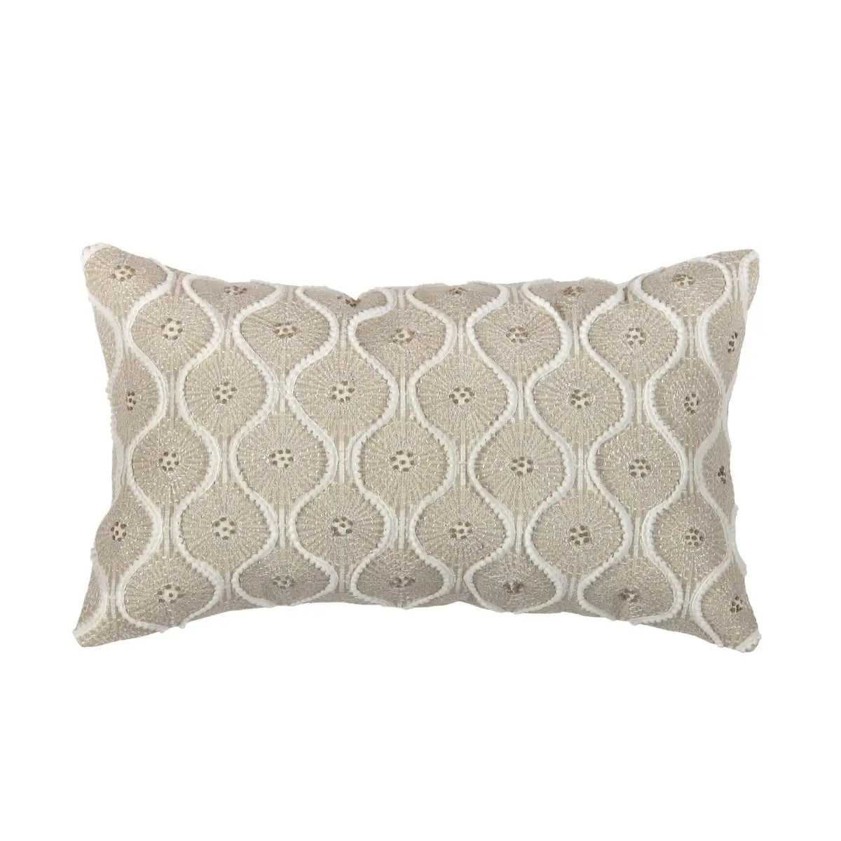 Canvello Naples Embroidered Pillow Beige/Ivory - Beige / 14’’ x 24’’ - Canvello