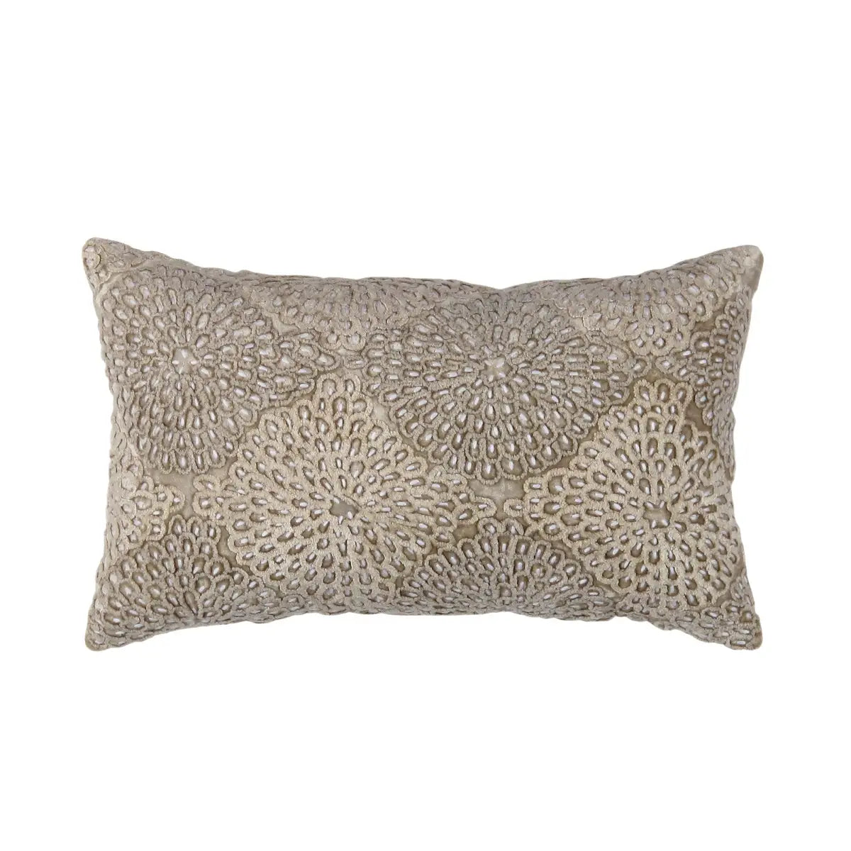 Canvello Naples Embroidered Pillow Beige/Taupe - Beige / 14’’ x 24’’ - Canvello