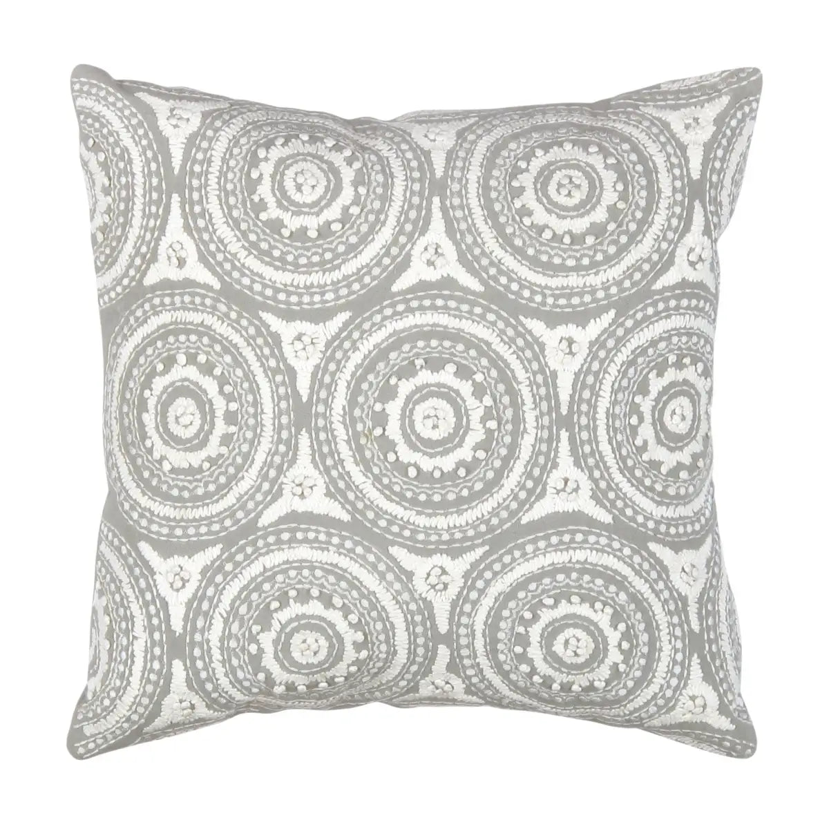 Canvello Naples Embroidered Pillow Grey/Ivory - Grey / 20’’ x 20’’ - Canvello