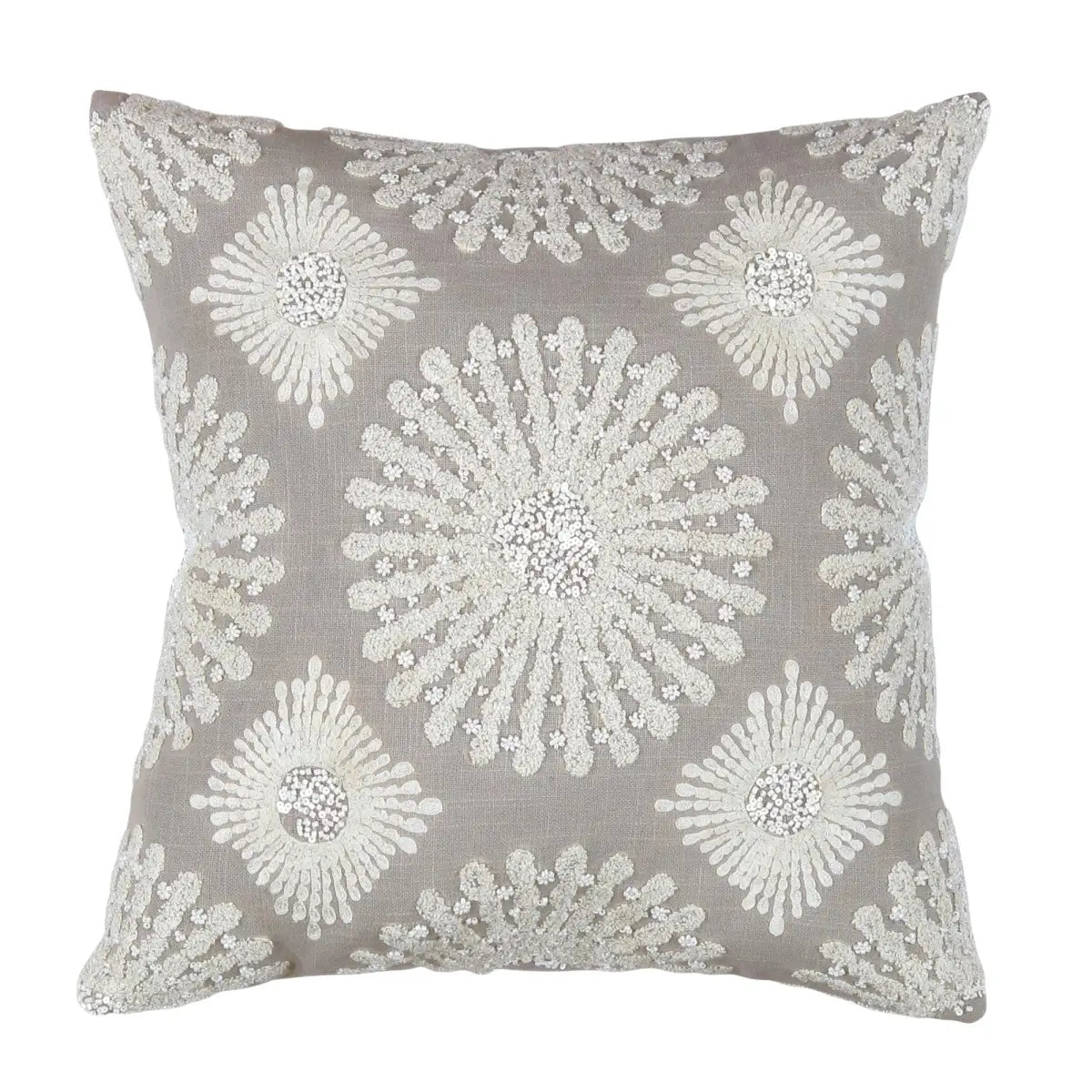 Canvello Naples Embroidered Pillow Grey/Ivory - Grey / 20’’ x 20’’ - Canvello