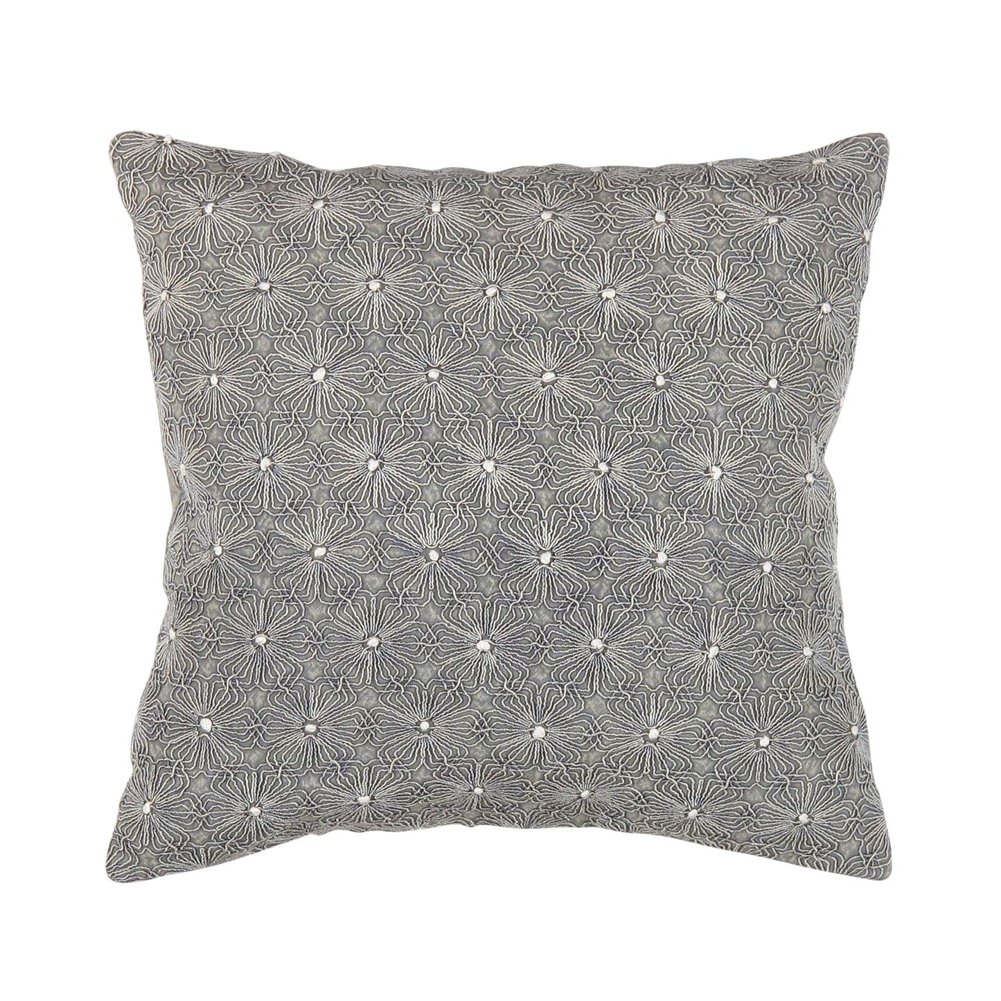 Coussin brodé Canvello Naples, gris/ivoire