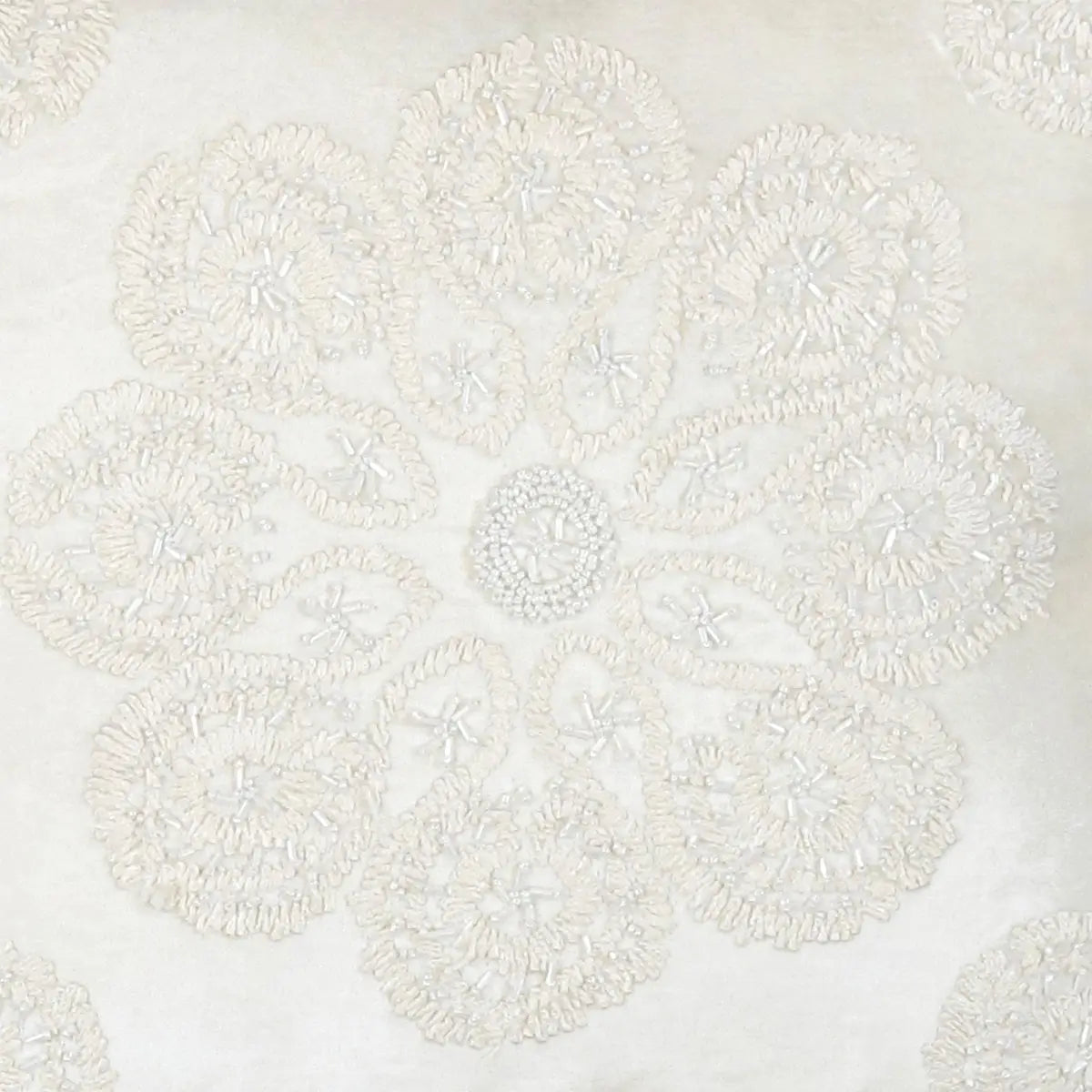 Canvello Naples Embroidered Pillow Ivory/Silver - Ivory / 20’’ x 20’’ - Canvello
