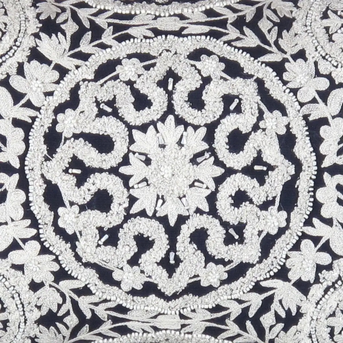 Canvello Naples Embroidered Pillow Navy/Taupe - Navy / 14’’ x 24’’ - Canvello