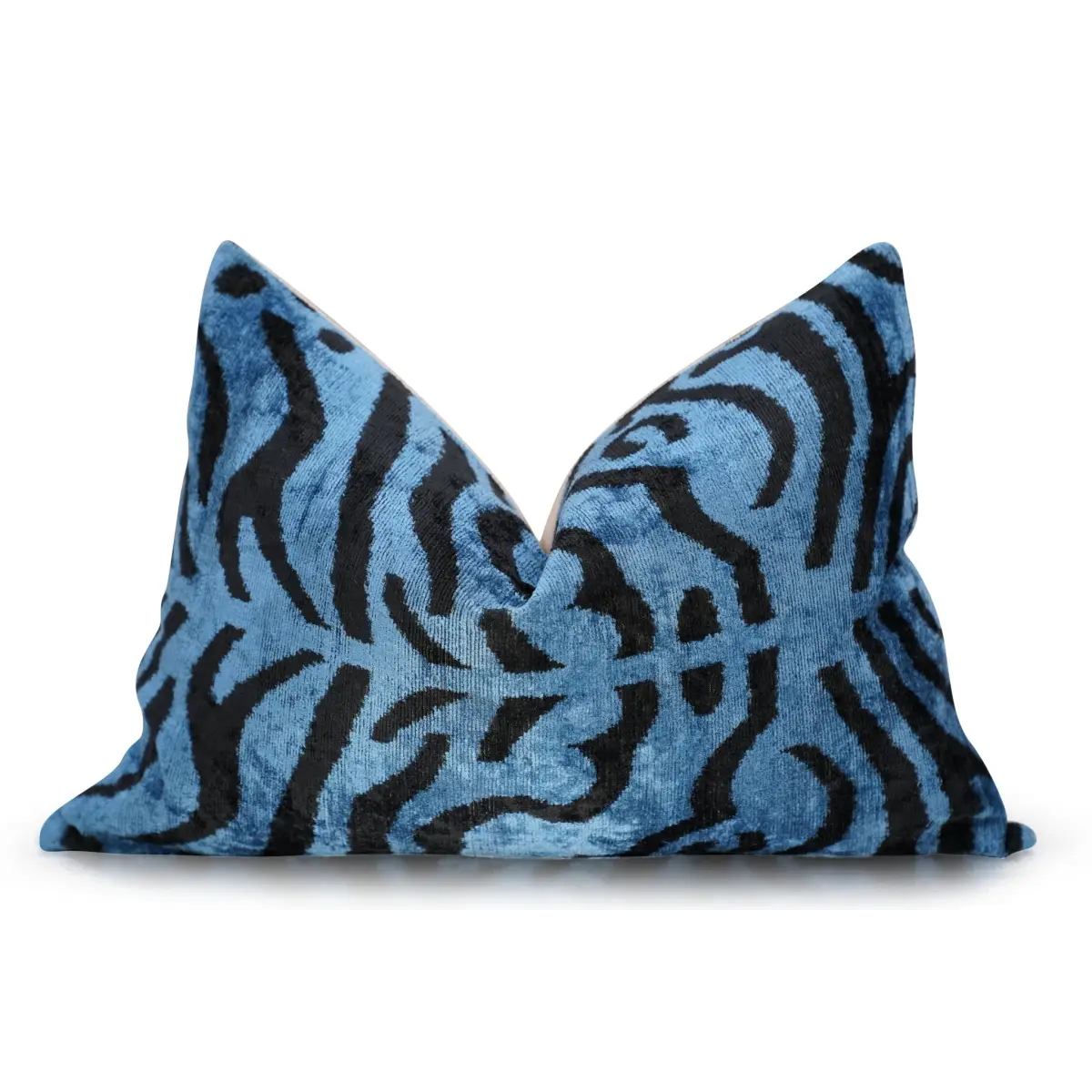 Canvello Naqvy Blue Luxury Tiger Print Throw Pillows | 16 x 24 in (40 x 60 cm) - Canvello