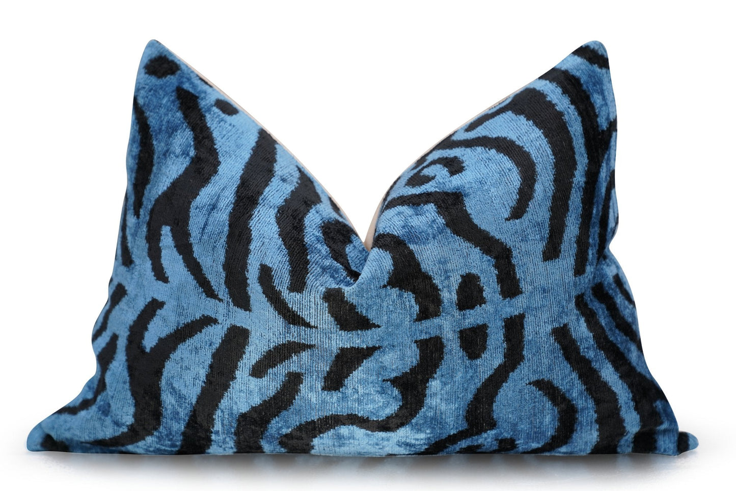 Canvello Naqvy Blue Luxury Tiger Print Throw Pillows | 16 x 24 in (40 x 60 cm)