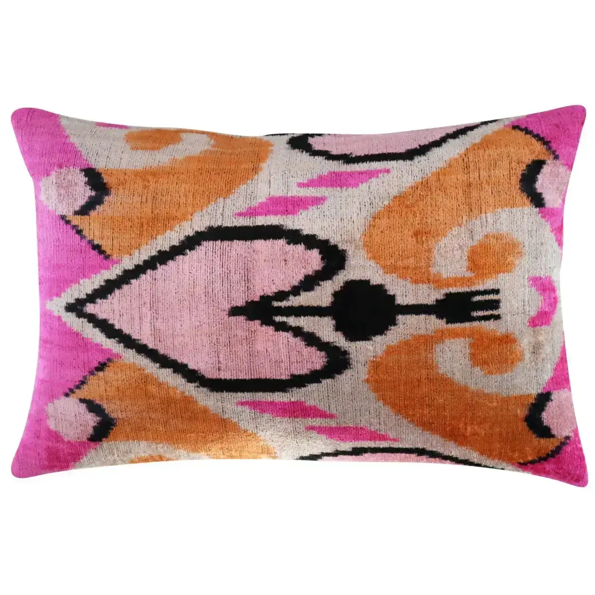 Canvello Orange Pink Handmade 16x24 Silk Velvet Pillow Organic Veg Dyed Down/Feather Filled - Canvello