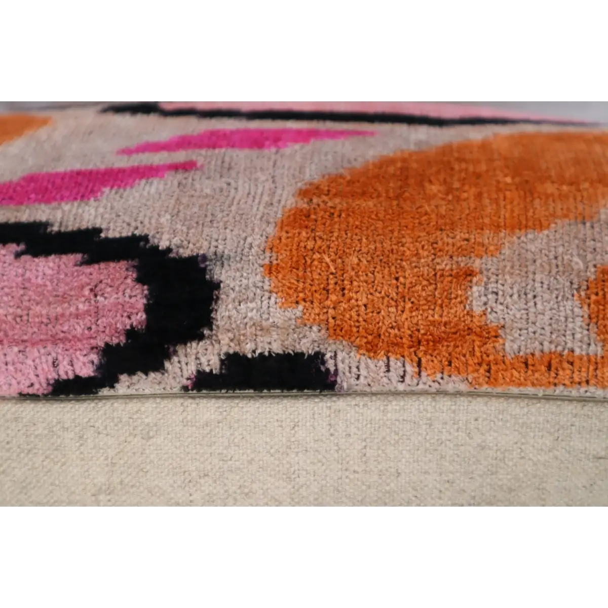 Canvello Orange Pink Handmade 16x24 Silk Velvet Pillow Organic Veg Dyed Down/Feather Filled - Canvello